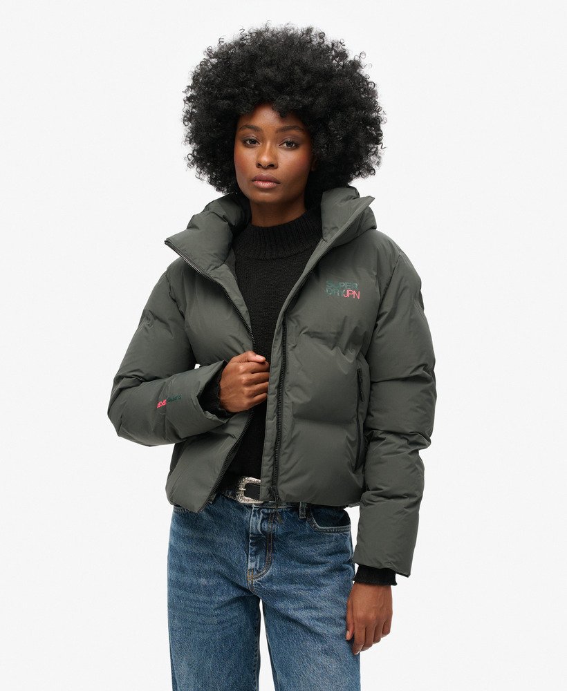 Boxy puffer jacket with hood sale