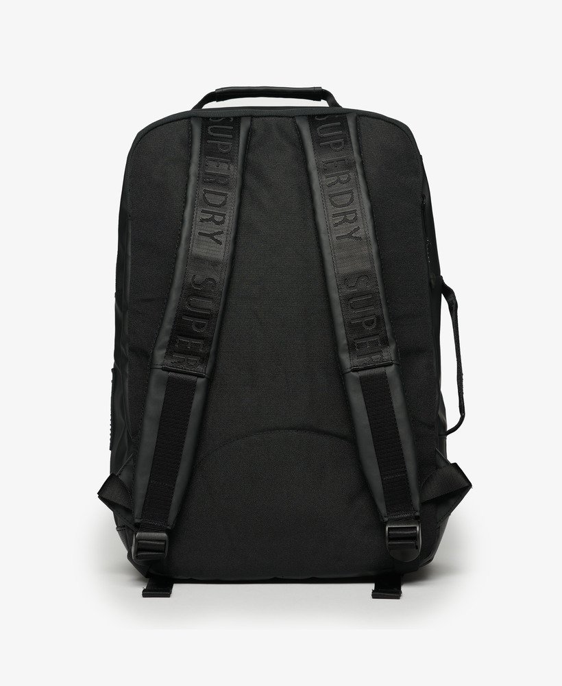 Men s 35 Litre Tarp Backpack in Black white Superdry