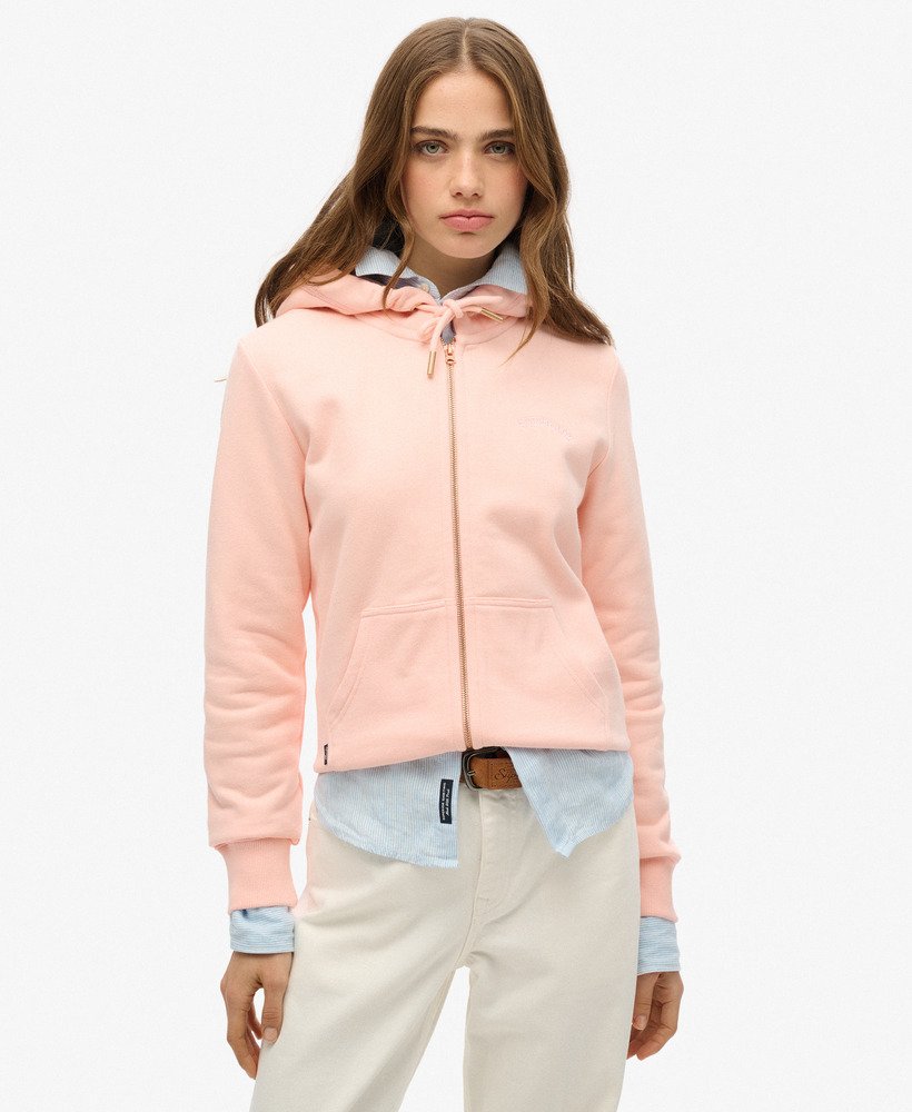 Womens Essential Logo Zip Hoodie in Pale Rose Pink Superdry UK