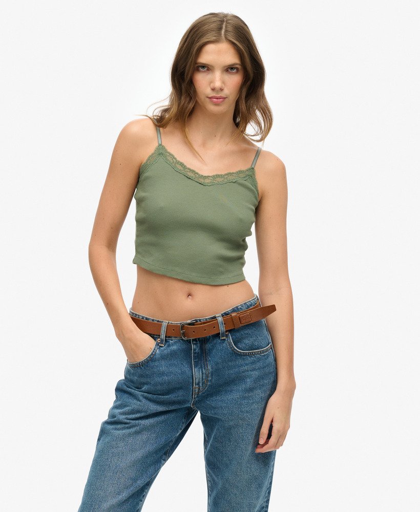 Superdry Womens Essential Lace Trim Cropped Cami Top - Picture 8 of 31