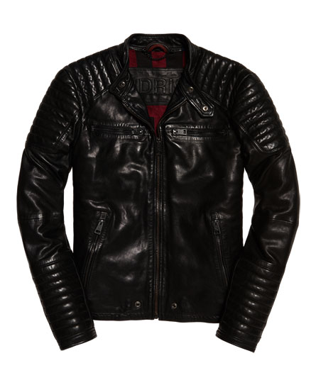 Superdry Leading Leather Racer Jacket - Mens Idris Jackets and Coats