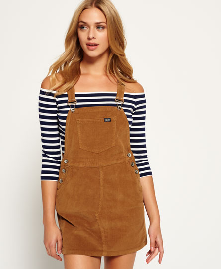 ASOS | ASOS Cord Dungaree Dress in Washed Khaki
