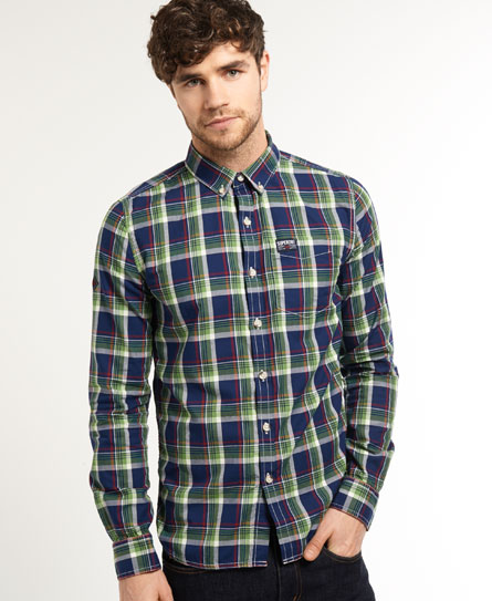 Mens - Princeton Oxford Shirt in Forest Green Check | Superdry