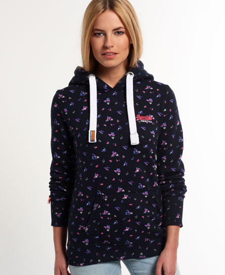 Womens - All Over Print Hoodie in Navy Ditsy | Superdry