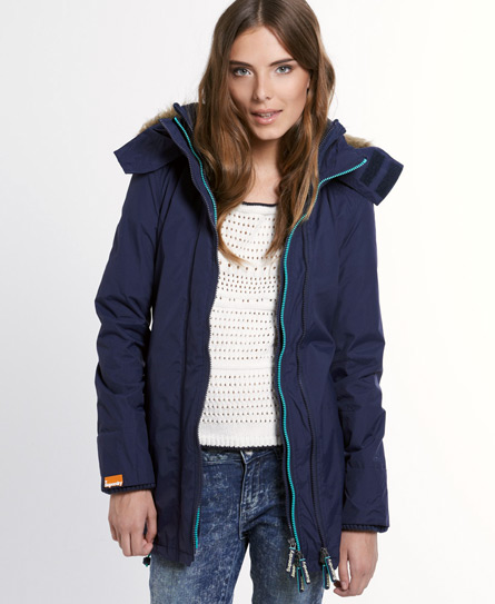 Womens - Polar Wind Parka in Navy/cool Green | Superdry