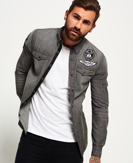 Dragway Patch Denim Long Sleeve Shirt