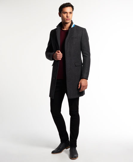 Mens - Stock Coat in Charcoal Shark Bone | Superdry