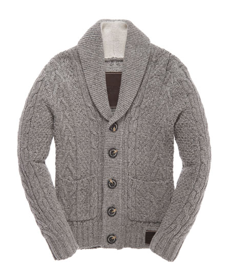 Mens - Orkney Shawl in Grey Nep | Superdry