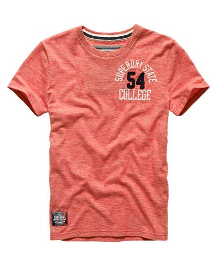 Mens - Premium Appliqué T-shirt in Scarlet Super Grindle | Superdry