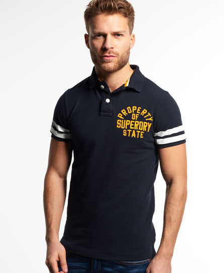 Mens - Super State Pique Polo Shirt in Eclipse Navy | Superdry