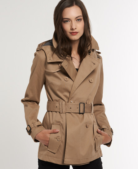 Womens - Cropped Super Raincoat in Stone | Superdry