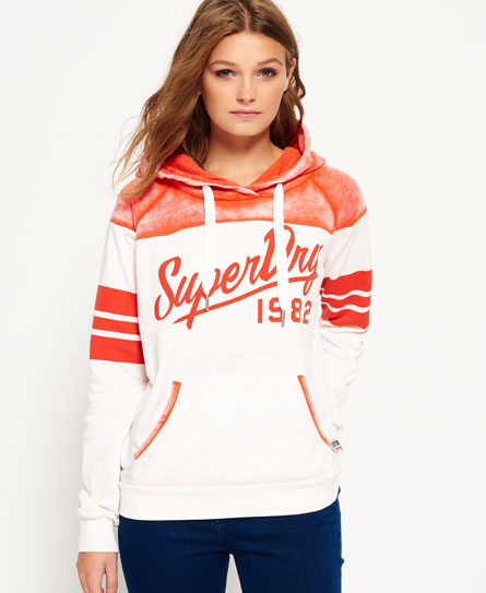 Womens - Vintage Colour Block Hoodie in Ripe Red/winter Whit | Superdry