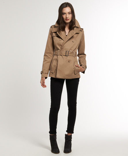 Womens - Cropped Super Raincoat in Stone | Superdry