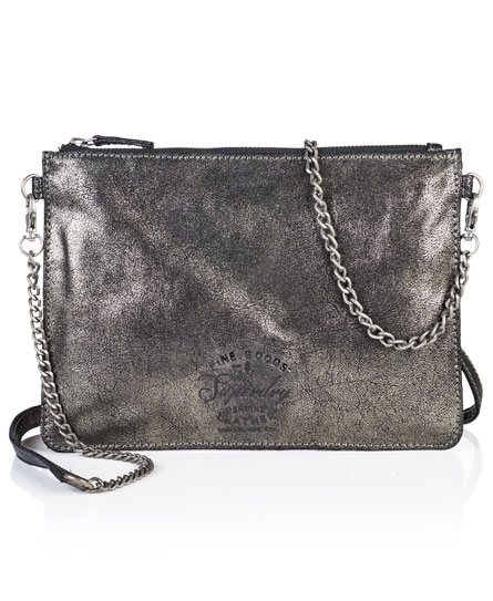 Superdry Diane Metallic Clutch Bag In Silver