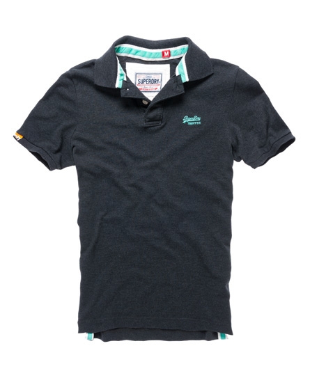 Mens - Classic Pique Polo in Tar Marl/jade | Superdry