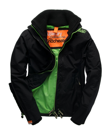 mens technical windcheater in black fluro green superdry mens technical windcheater in black fluro green superdry