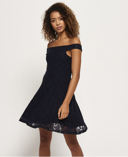 Katerina Bardot Lace Skater Dress 
