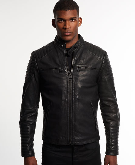 Superdry Leading Leather Racer Jacket - Mens Idris Jackets and Coats