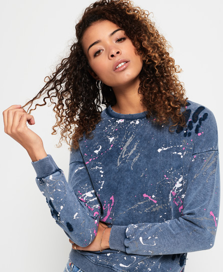Superdry Splatter Paint Punk Sweatshirt Met Ronde Hals superdry kopen in de aanbieding