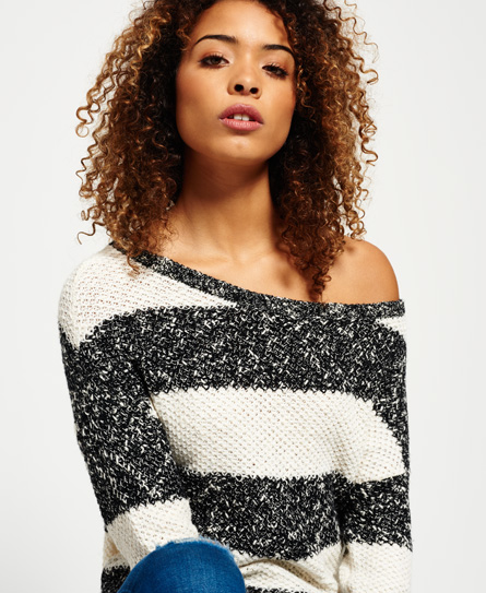 Superdry West Textured Stripe Gebreide Trui superdry kopen in de aanbieding