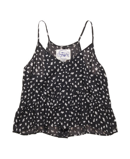 Womens - Essential Frill Cami Top in Alice Flower Mono | Superdry