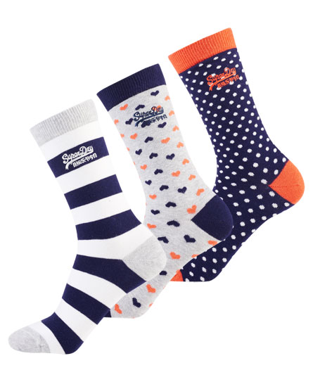 Superdry Heart Socks Triple Pack Heart Socks Triple Pack