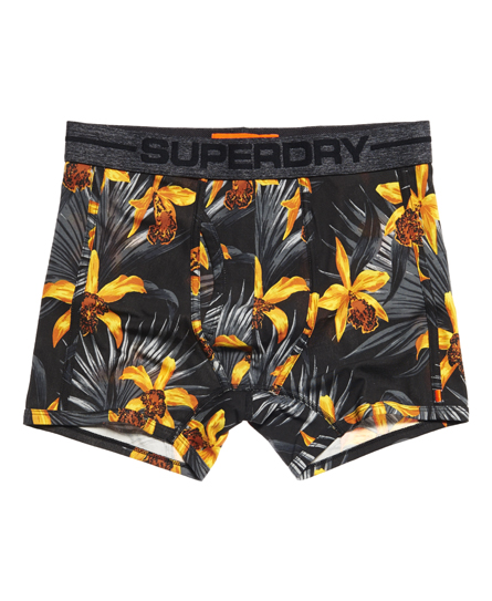 Mens - Hawaiian Sport Boxers in Hibiscus Vacation Grey | Superdry