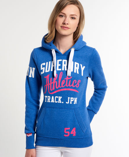 Womens - Athletics Trackster Hoodie in Sky Blue Marl | Superdry