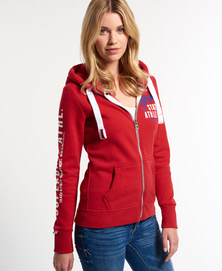 Superdry Track Field Zip Hoodie In Red