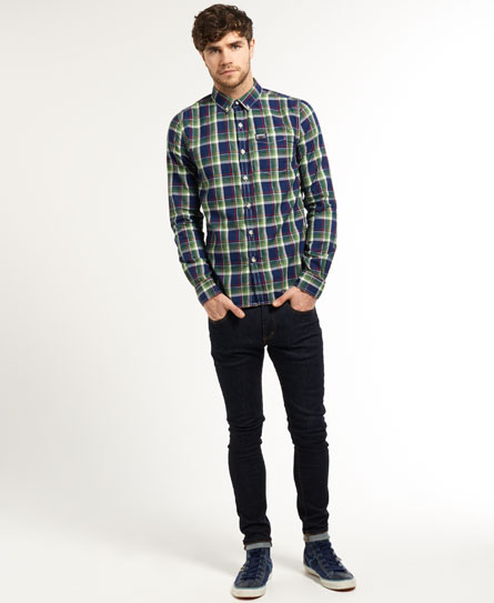 Mens - Princeton Oxford Shirt in Forest Green Check | Superdry