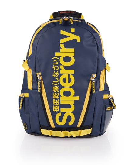 Mens - Tarp Pop Zip Backpack in Dark Navy/fluro Yellow | Superdry