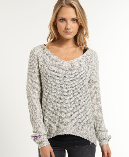 Womens - Super Vee Jumper in Grey | Superdry