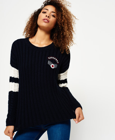 Superdry Varsity Slouch Gebreide Trui superdry kopen in de aanbieding