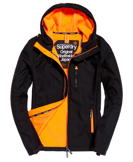 黑色／非常橘 Superdry極度乾燥 SD-Windtrekker 連帽防風夾克
