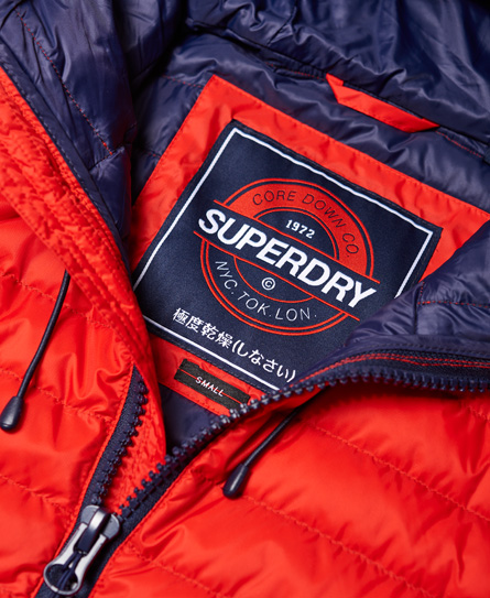 Womens - Core Down Hooded Jacket in Red | Superdry
