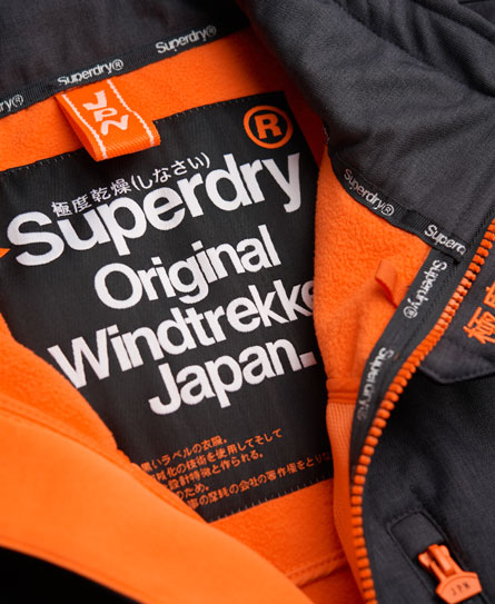 Mens - Windtrekker Jacket in Dark Grey Marl/fluro Orange | Superdry