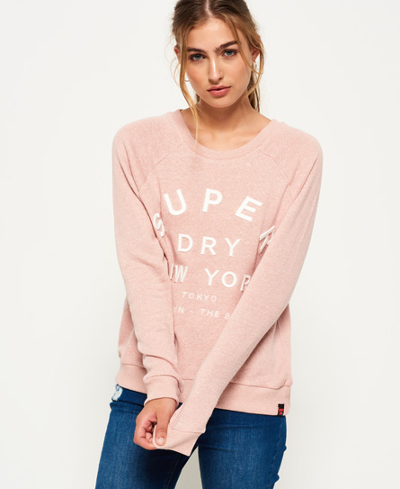 Superdry Applique Raglan Trui Met Ronde Hals superdry kopen in de aanbieding