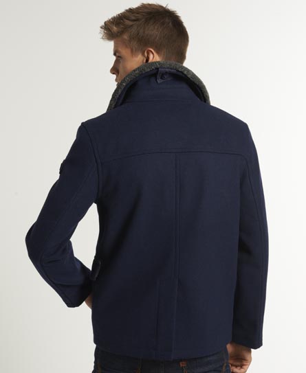 Mens - Merchant Pea Coat in Dark Navy | Superdry