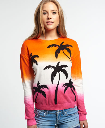 Superdry Palm Dip Dye Crew Jumper superdry kopen in de aanbieding