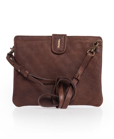 Womens - Tablet Shoulder Purse in Brown Leather | Superdry