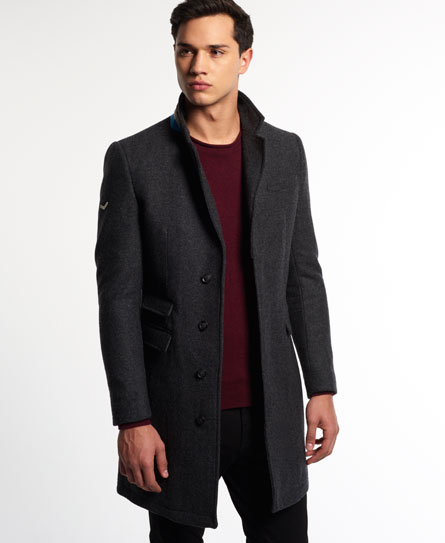 Mens - Stock Coat in Charcoal Shark Bone | Superdry