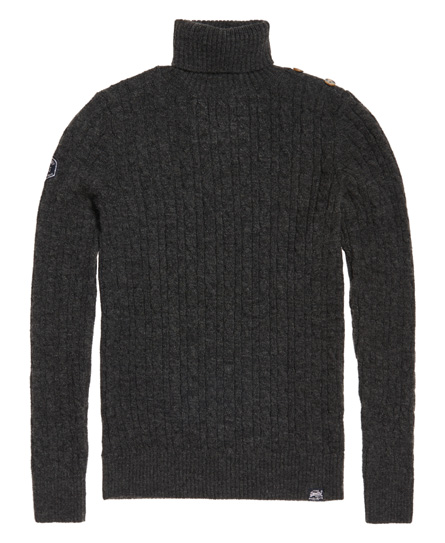 Womens - Croyde Roll Neck Knit Jumper in Charcoal Marl | Superdry