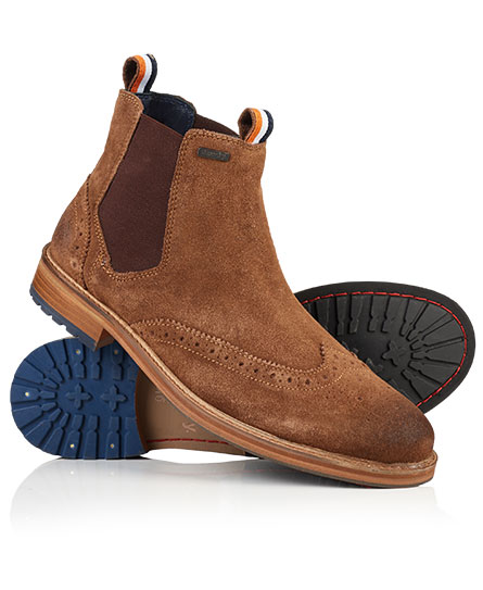Superdry Brad Brogue Suede Chelsea Boots In Brown
