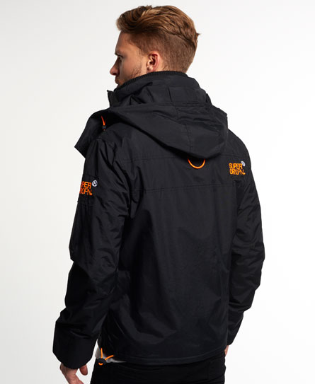 Mens - Hooded Arctic Wind Attacker Jacket in Black/fluro Orange | Superdry
