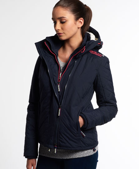 Hooded Sherpa Quilted WindcheaterJacke,Damen,Windbreaker