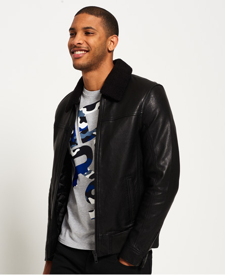 Superdry IE Iconic Sherpa Collar Leather Flight Jacket IE Iconic Sherpa Collar Leather Flight Jacket