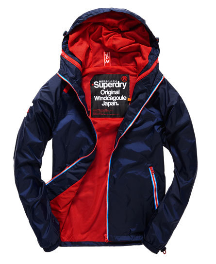 Mens - Dual Zip Through Tri Colour Cagoule in Nautical Navy/rebel Red ...