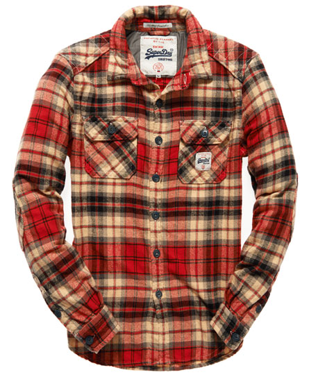 flannel shirt superdry milled shirts mens casual check flanel maple previous