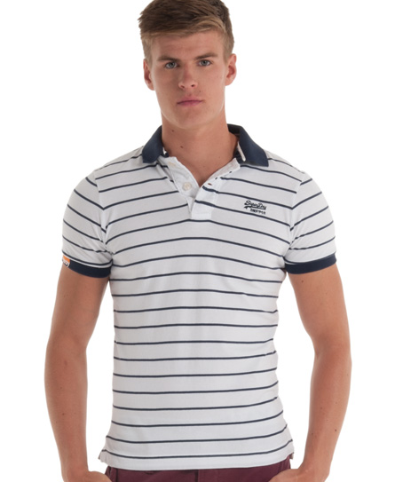 Mens - single stripe polo in Optic | Superdry