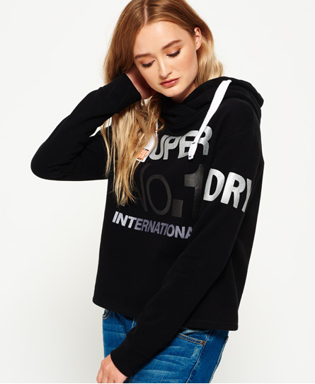 Super No1 Metallic Cropped Hoodie